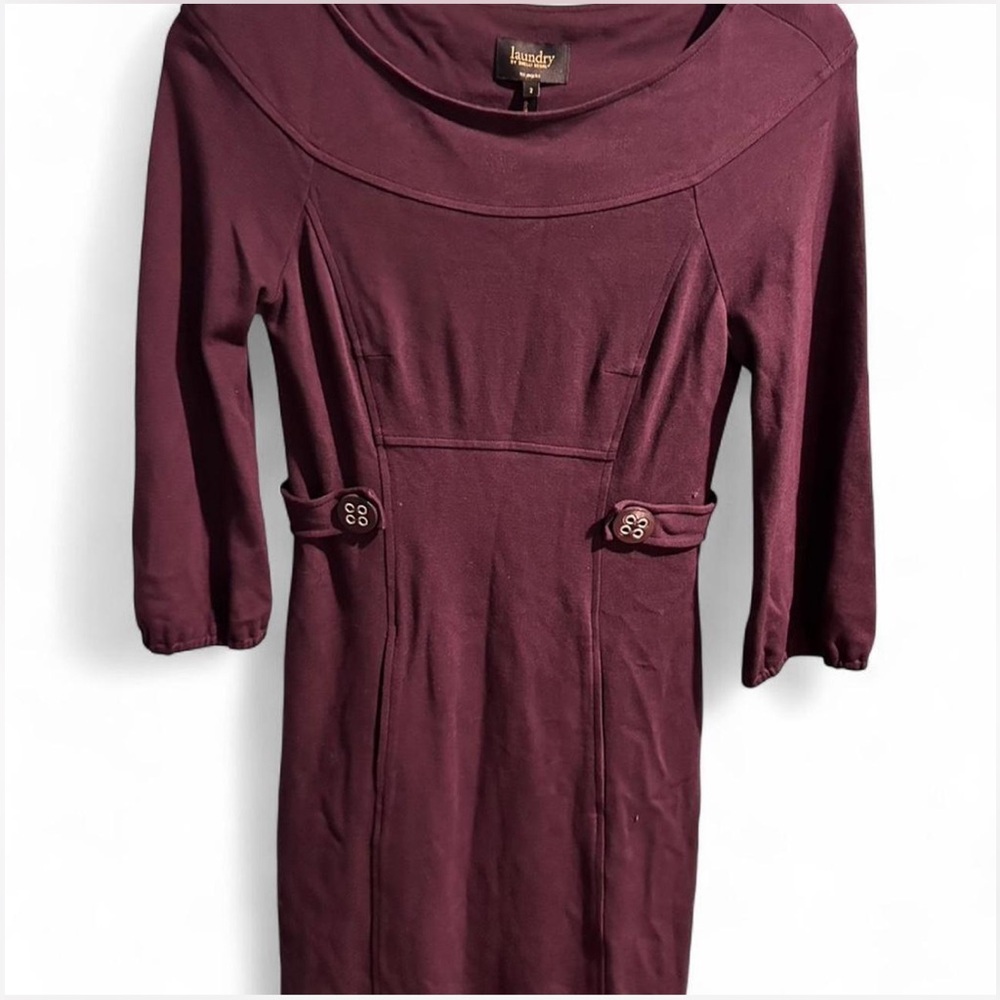 Laundry By Shelli Segal Women's Burgundy Long Sleeve Dress